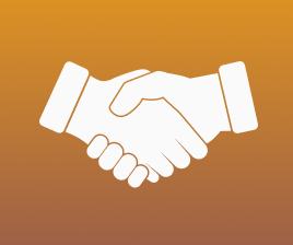 9 Handshake icon on a gradient background.