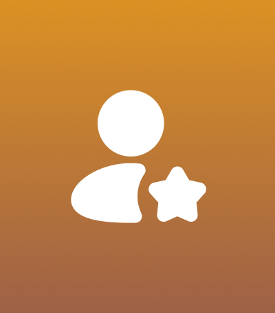 Icon 1 User icon with star on gradient background.