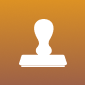 cGroup 1321317533 Rubber stamp icon on orange background.